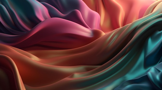 Um close-up de um tecido de seda colorido
