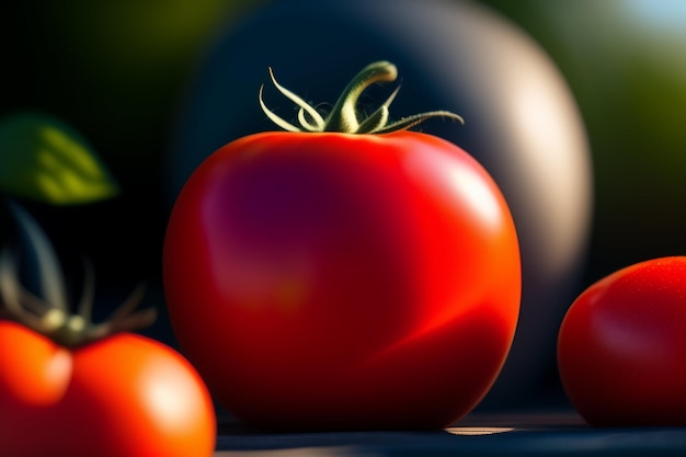 Um close-up de um tomate vermelho