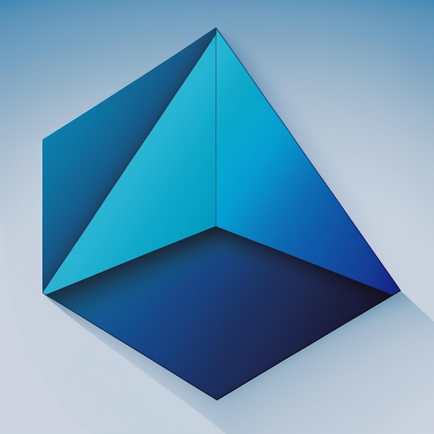 um close-up de um triângulo azul e azul com uma sombra generativa ai