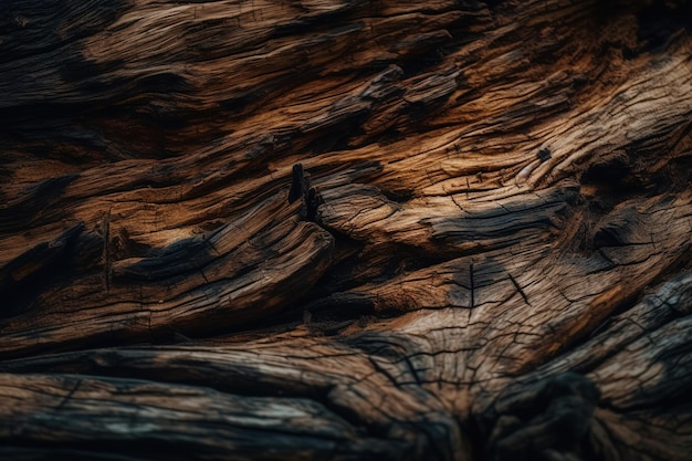 Um close-up de um tronco de árvore com a textura da madeira.