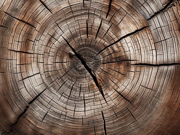 um close-up de um tronco de árvore com um padrão circular