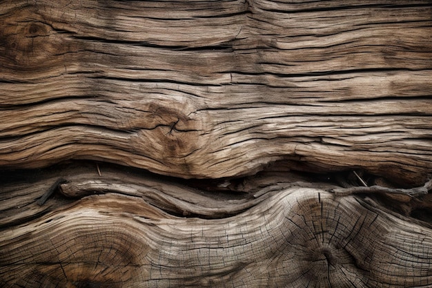 Um close-up de um tronco de árvore com uma grande seção de madeira