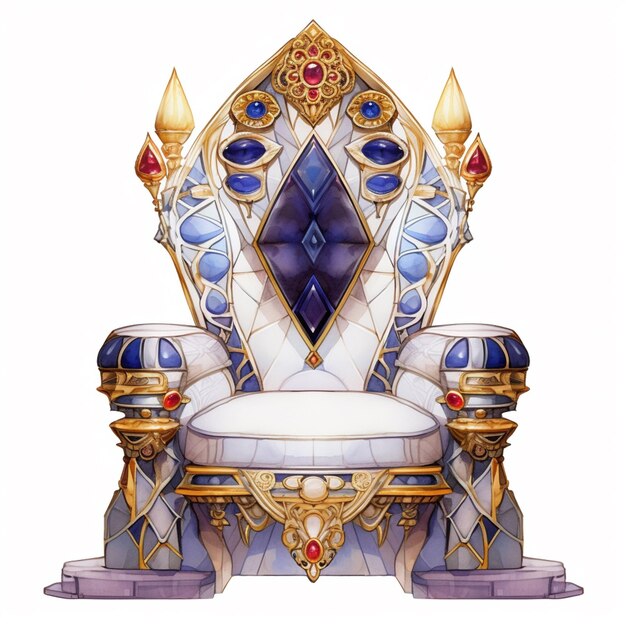 um close-up de um trono com um diamante e pedra azul generativa ai