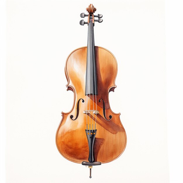 um close-up de um violino com um arco em um fundo branco generativo ai