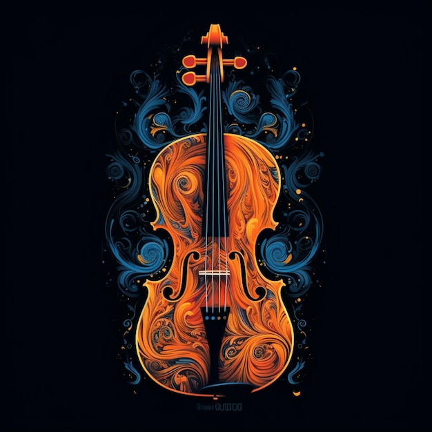 Um close-up de um violino com um design espiralado nele generativo ai