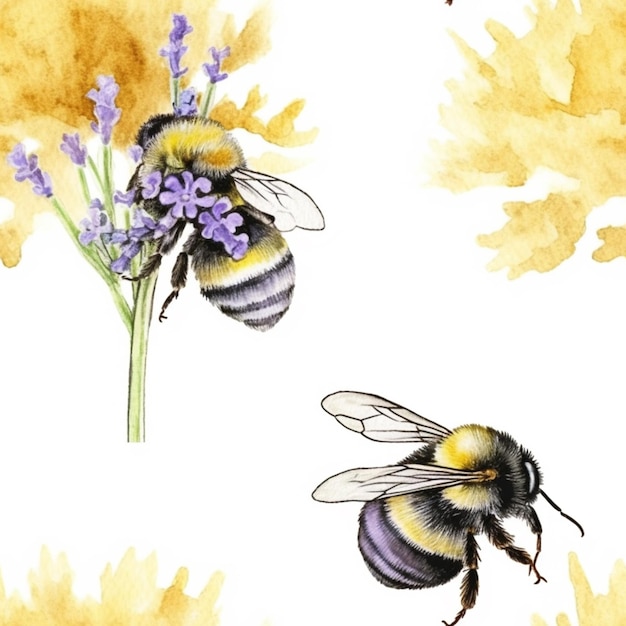 Um close-up de uma abelha e uma flor em um fundo branco generativo ai