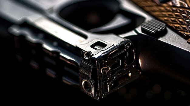 Um close-up de uma arma com a palavra arma nela
