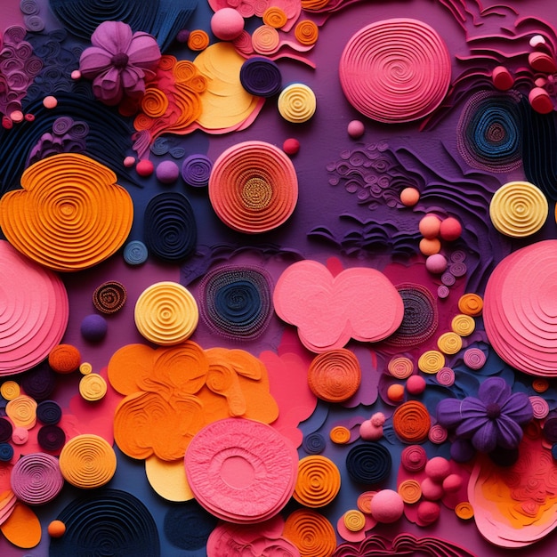Um close-up de uma arte de papel colorido com muitas formas diferentes generative ai