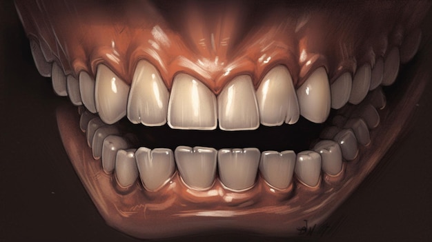 Um close-up de uma boca com um grande sorriso e a palavra monstro nela.