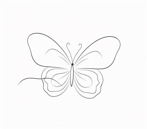 um close-up de uma borboleta desenhada em uma linha em um fundo branco