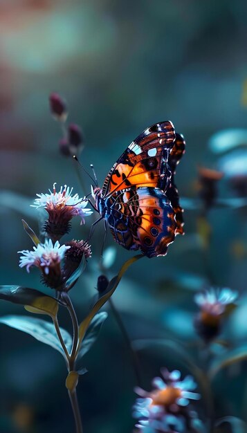 um close-up de uma borboleta em uma flor