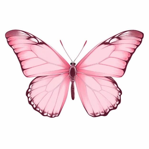 Foto um close-up de uma borboleta rosa em um fundo branco generativo ai
