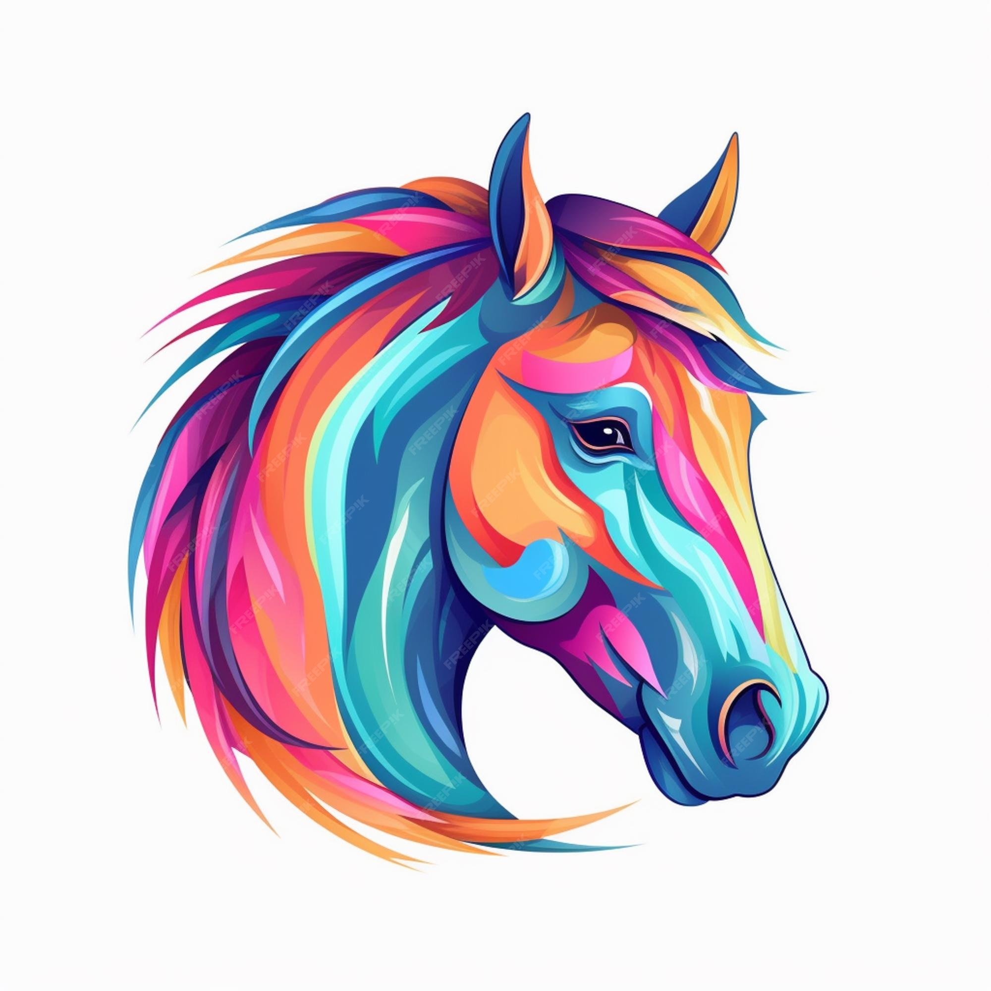 Baixe Obra de Arte de Cabeça de Cavalo Colorida PNG - Creative Fabrica