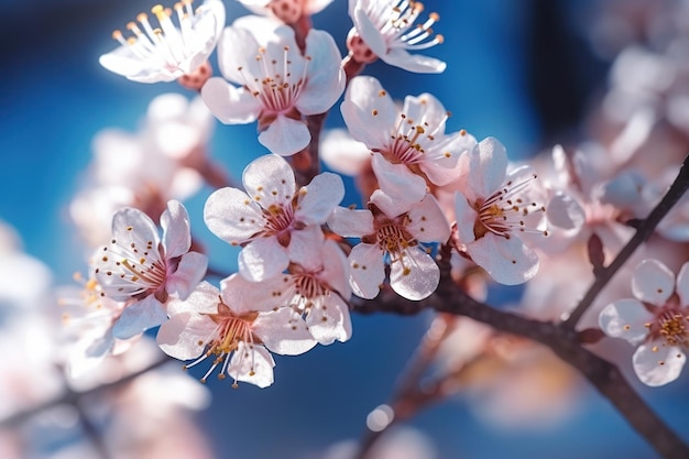 Um close-up de uma cerejeira com flores cor-de-rosa