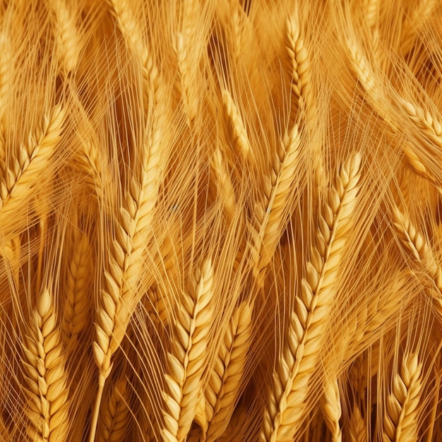 um close-up de uma colheita de trigo com o trigo dourado à direita