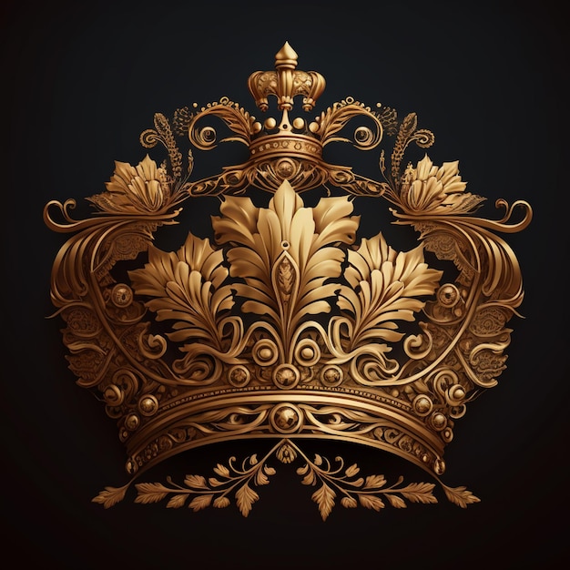 Um close-up de uma coroa de ouro em um fundo preto generativo ai