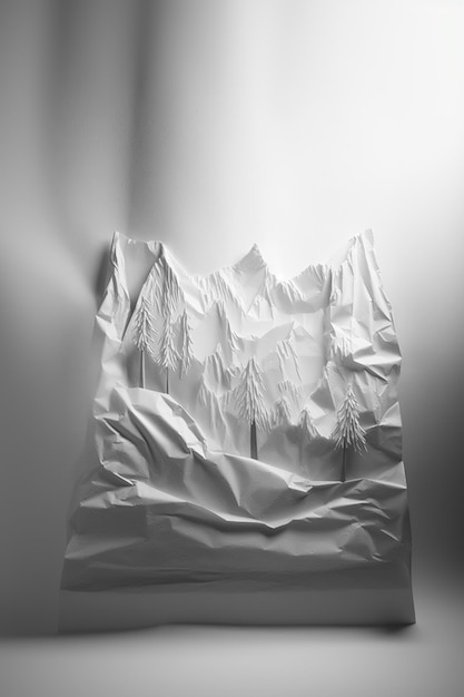 um close-up de uma escultura de papel de uma cordilheira generativa ai