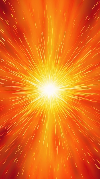 Um close-up de uma explosão de estrela laranja brilhante com um fundo vermelho generativo ai