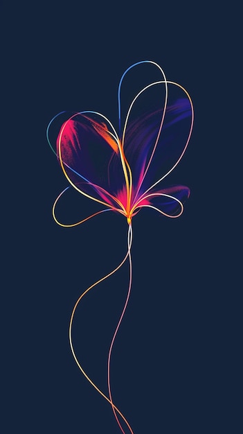 Foto um close-up de uma flor colorida com um longo caule generativo ai