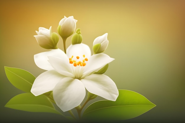 Um close-up de uma flor com a palavra jasmim nela Generative AI