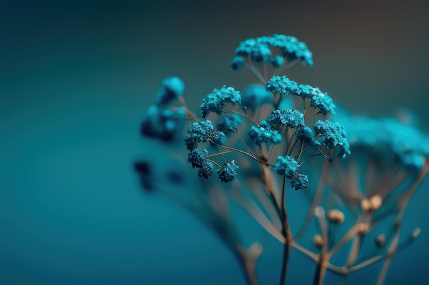 Um close-up de uma flor com fundo azul