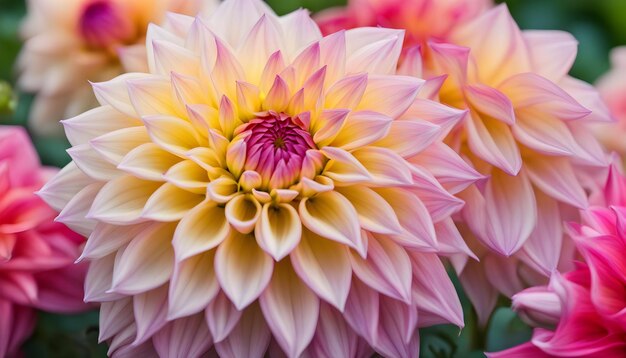 um close-up de uma flor com o centro amarelo