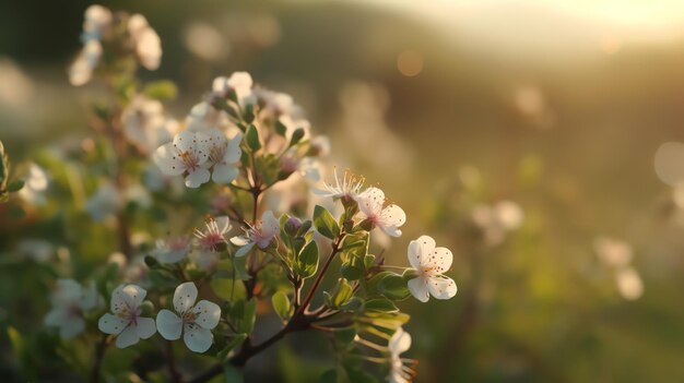 Um close-up de uma flor com o sol brilhando sobre ela