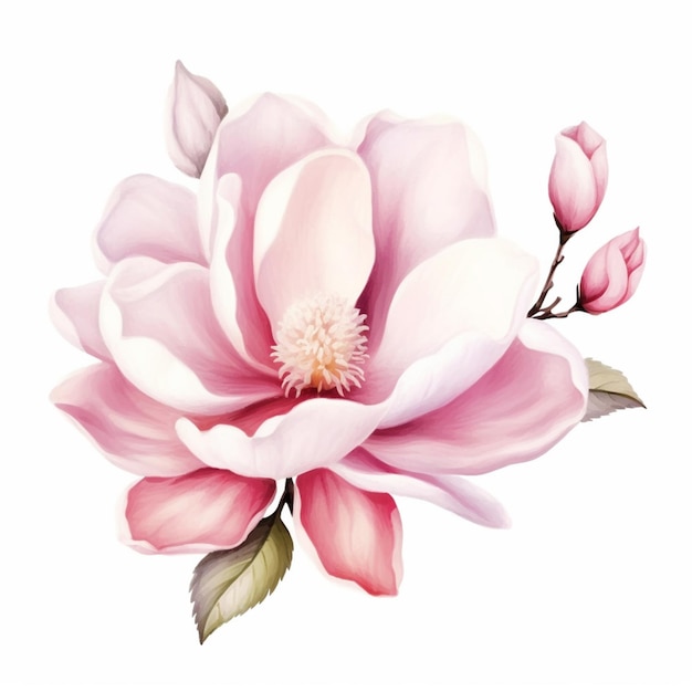 Um close-up de uma flor com pétalas cor-de-rosa em um fundo branco