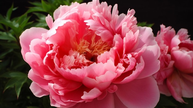 Um close-up de uma flor de peônia rosa