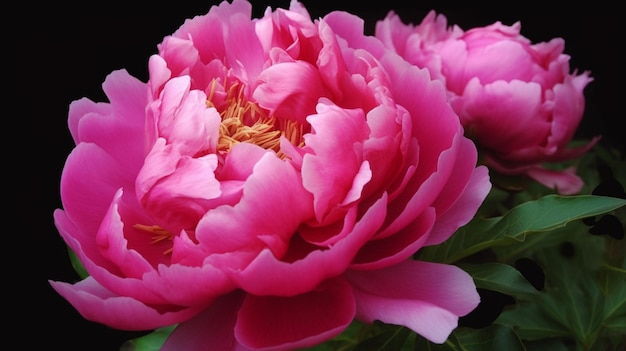 Um close-up de uma flor de peônia rosa