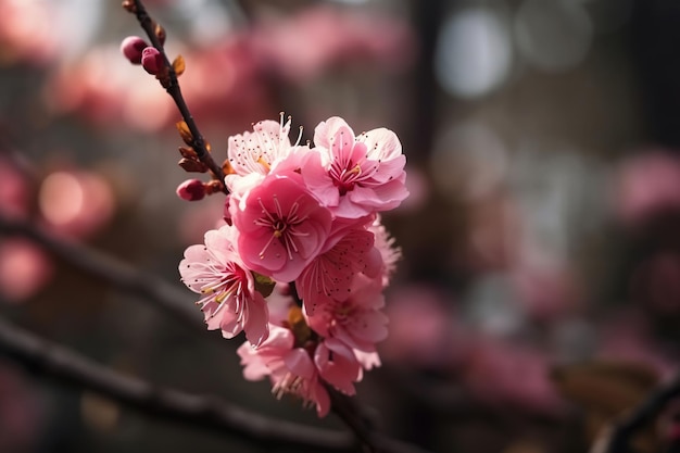 Um close-up de uma flor rosa com a palavra cereja nele