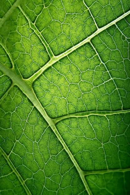 Um close-up de uma folha com as veias visíveis.