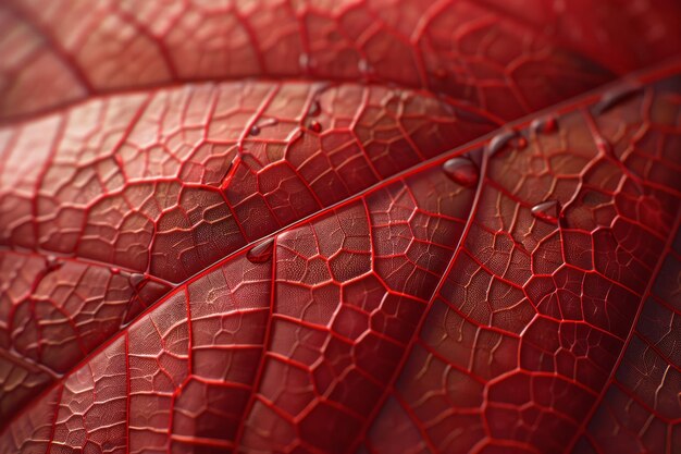 Foto um close-up de uma folha com gotas de água sobre ela