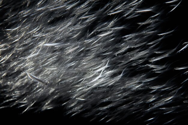 Foto um close-up de uma foto em preto e branco de um monte de penas generativo ai