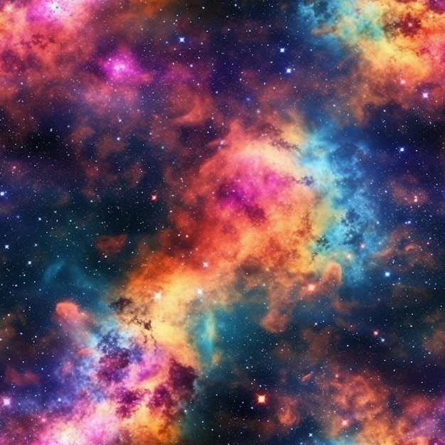 Um close-up de uma galáxia colorida com estrelas e nebulosas generative ai