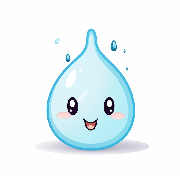 Foto um close-up de uma gota de água de desenho animado com um sorriso generativo ai