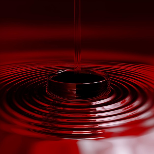 um close-up de uma gota de líquido vermelho com um fundo vermelho generativo ai