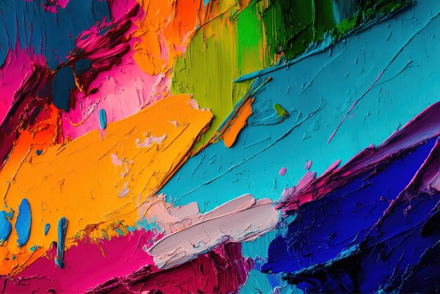 Um close-up de uma IA generativa de pintura abstrata multicolorida