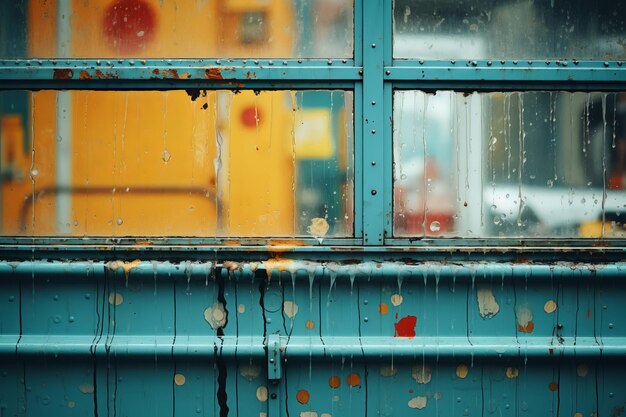 um close-up de uma janela com gotas de chuva sobre ele