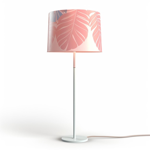 um close-up de uma lâmpada com uma sombra rosa em um fundo branco generativo ai
