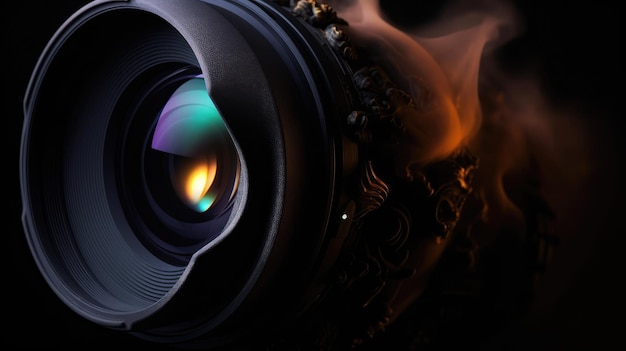 Um close-up de uma lente de câmera