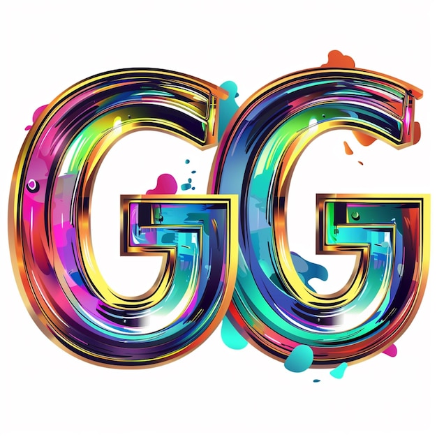 Foto um close-up de uma letra g colorida com um fundo branco generativo ai