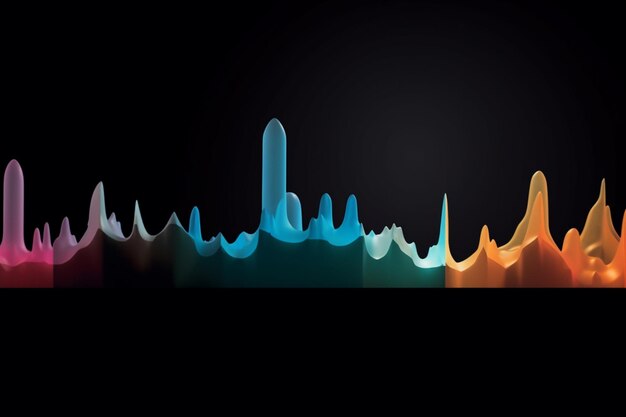Foto um close-up de uma linha de velas coloridas em um fundo preto generativo ai