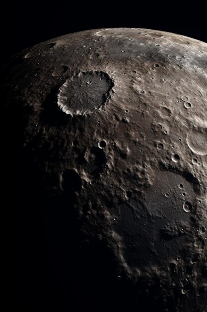 um close-up de uma lua com um fundo preto generativo ai