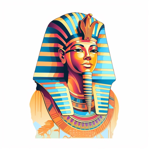 um close-up de uma máscara egípcia colorida com um pássaro nele ai generativo