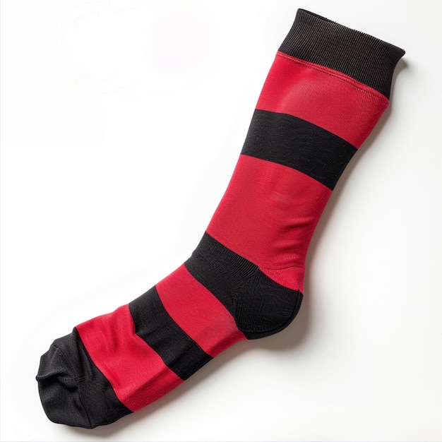 um close-up de uma meia com uma faixa vermelha e preta generativa ai