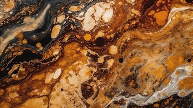 Um close-up de uma mesa de mármore com uma superfície de mármore marrom e bege generative ai