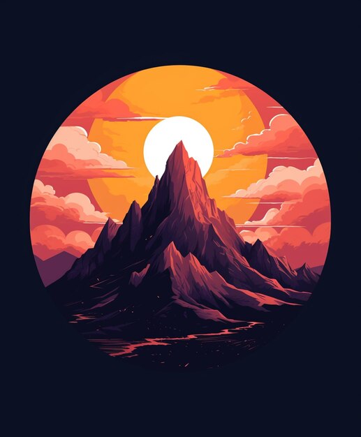 um close-up de uma montanha com um pôr-do-sol no fundo generativo ai