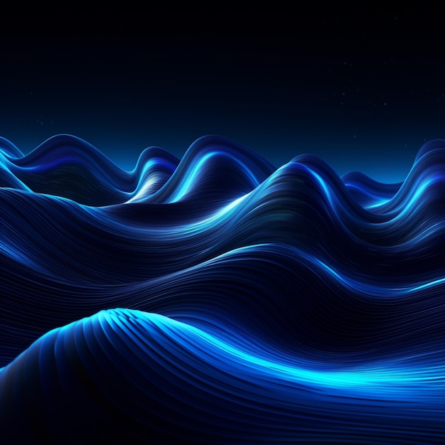 Um close-up de uma onda de luz azul em um fundo escuro generativo ai