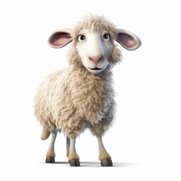 um close-up de uma ovelha com um fundo branco generativo ai